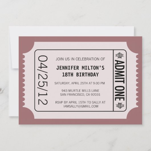 Movie Ticket Kaart (Voorkant)