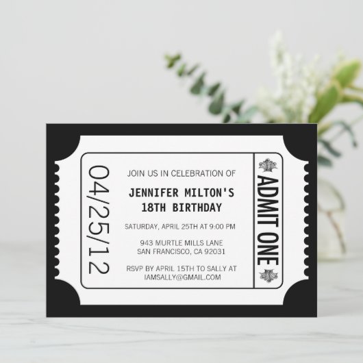 Movie Ticket Kaart (Staand voorkant)