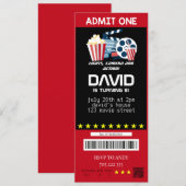 Movie Ticket Movie Party Boy Verjaardag Tickets Kaart (Voorkant / Achterkant)