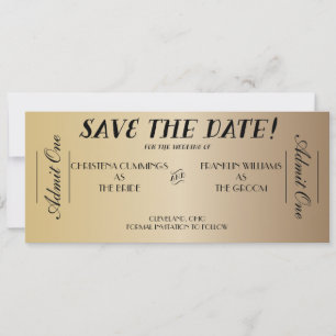 Movie Ticket Save the Date Announcement (Gold)