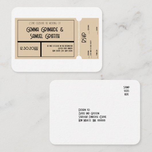 Movie Ticket Theme RSVP-kaart Informatiekaartje (Voorkant / Achterkant)