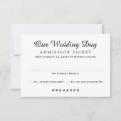 Movie Ticket Toegang Zwart-wit Bruiloft RSVP Kaartje (Voorkant)