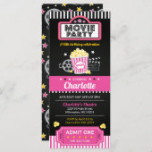 Movie Ticket uitnodigen, Movie Night uitnodiging R (Voorkant / Achterkant)