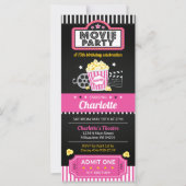 Movie Ticket uitnodigen, Movie Night uitnodiging R (Voorkant)