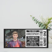 Movie Ticket Uitnodigingen, Zwart-wit Verjaardag Kaart (Staand voorkant)