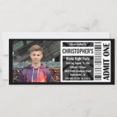 Movie Ticket Uitnodigingen, Zwart-wit Verjaardag Kaart (Voorkant)