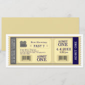 Movie Ticket Verjaardagsfeestuitnodiging Kaart (Voorkant / Achterkant)