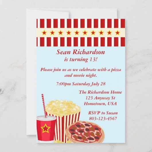 Movienight Party nodigt uit Kaart (Voorkant)