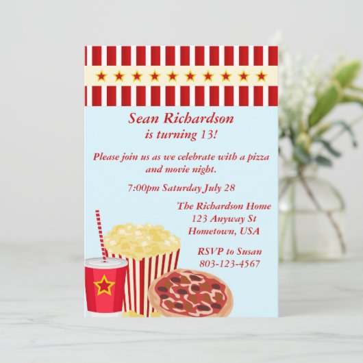 Movienight Party nodigt uit Kaart (Staand voorkant)