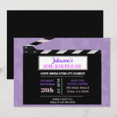 MOVIES CLAPBOARD Birthday Party Invitation Kaart (Voorkant / Achterkant)
