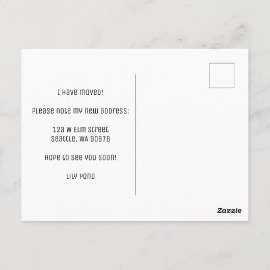 MOVING AANKONDIGING Aangepaste nieuwe adres Waterv Briefkaart (Achterkant)