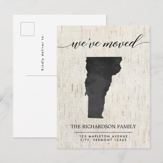 Moving aankondiging, deelstaat Vermont Uitnodiging Briefkaart (Voorkant / Achterkant)