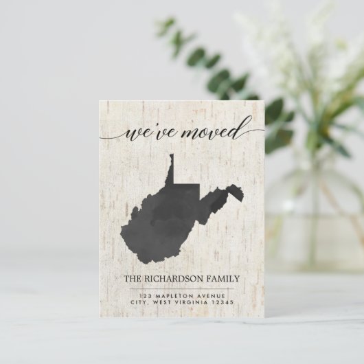 Moving aankondiging, deelstaat West Virginia Uitnodiging Briefkaart (Staand voorkant)