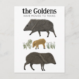 MOVING AANKONDIGING Javelina Family Desert Texas Briefkaart