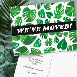 MOVING AANKONDIGING Monstera Waterverf Botanisch Briefkaart