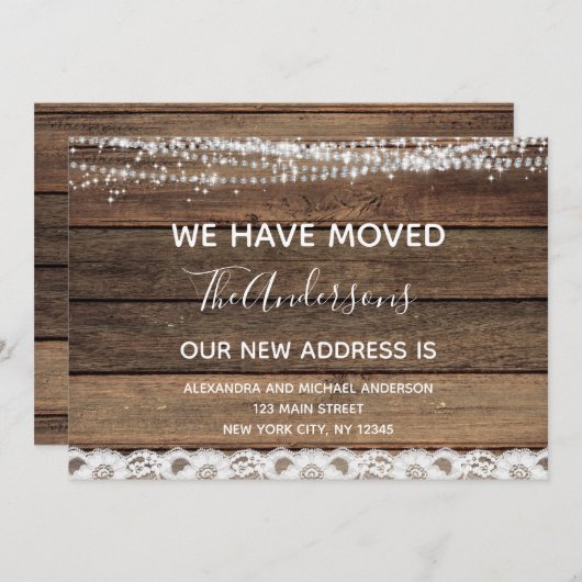 Moving aankondiging rustieke boerderij hout (Voorkant / Achterkant)