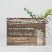 Moving aankondiging rustieke boerderij hout (Staand voorkant)