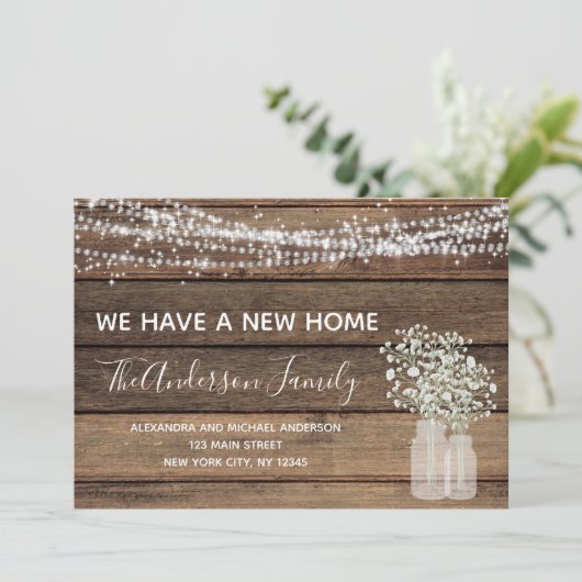 Moving aankondiging rustieke boerderij hout (Staand voorkant)