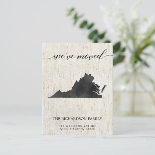 Moving aankondiging, Virginia State rustic Uitnodiging Briefkaart (Staand voorkant)