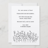 MOVING AANKONDIGING Wildflower Line Art Kraft Kaar (Achterkant)