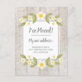 Moving Announce Rustic Wood White Yellow Flowers Briefkaart (Voorkant)