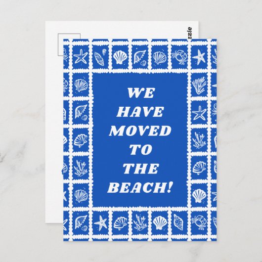 MOVING ANNOUNCEMENT ADDRESS Blue Seashells Beach Briefkaart (Voorkant / Achterkant)