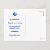 MOVING ANNOUNCEMENT ADDRESS Blue Seashells Beach Briefkaart (Achterkant)