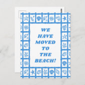 MOVING ANNOUNCEMENT ADDRESS Blue Seashells Beach Briefkaart (Voorkant / Achterkant)