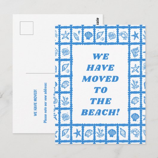 MOVING ANNOUNCEMENT ADDRESS Blue Seashells Beach Briefkaart (Voorkant / Achterkant)