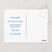 MOVING ANNOUNCEMENT ADDRESS Blue Seashells Beach Briefkaart (Achterkant)