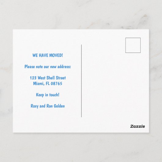 MOVING ANNOUNCEMENT ADDRESS Blue Seashells Beach Briefkaart (Achterkant)