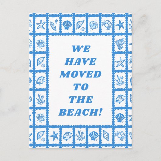 MOVING ANNOUNCEMENT ADDRESS Blue Seashells Beach Briefkaart (Voorkant)