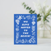 MOVING ANNOUNCEMENT ADDRESS Blue Seashells Beach Briefkaart (Staand voorkant)
