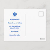 MOVING ANNOUNCEMENT ADDRESS Blue Seashells Beach Briefkaart (Achterkant)