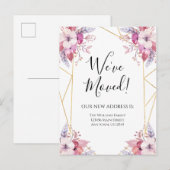 Moving Announcement Boho Flowers Floral Briefkaart (Voorkant / Achterkant)