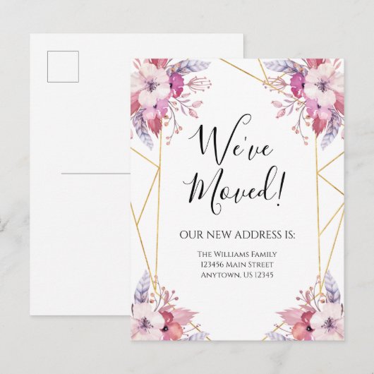 Moving Announcement Boho Flowers Floral Briefkaart (Voorkant / Achterkant)