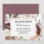 Moving Announcement Boho Mauve Floral Kaart (Voorkant / Achterkant)