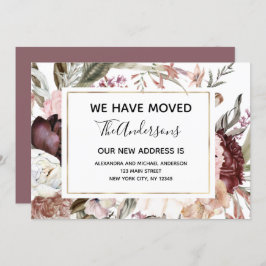 Moving Announcement Boho Mauve Floral Kaart