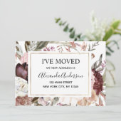 Moving Announcement Boho Mauve Floral Kaart (Staand voorkant)