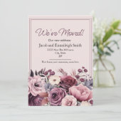 Moving Announcement Couple Purple Pink Floral  Aankondiging (Staand voorkant)