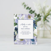 Moving Announcement Dusty Blue Waterverf Floral Briefkaart (Staand voorkant)