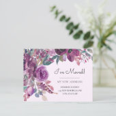 Moving Announcement Paarse Waterverf Floral Briefkaart (Staand voorkant)