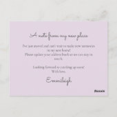 Moving Announcement Paarse Waterverf Floral Briefkaart (Achterkant)