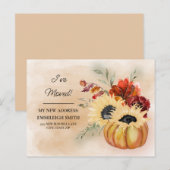 Moving Announcement Pumpkin Flowers Herfst herfst Briefkaart (Voorkant / Achterkant)