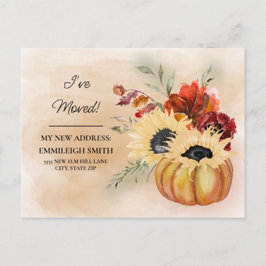 Moving Announcement Pumpkin Flowers Herfst herfst Briefkaart (Voorkant)