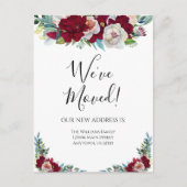 Moving Announcement Red Burgundy Flowers Floral Briefkaart (Voorkant)