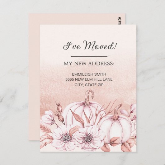 Moving Announcement Rustic White Pumpkins Sinaasap Briefkaart (Voorkant / Achterkant)