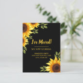 Moving Announcement Sunflower Black Rustic Briefkaart (Staand voorkant)