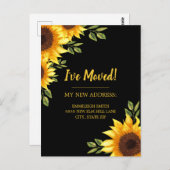 Moving Announcement Sunflower Black Rustic Briefkaart (Voorkant / Achterkant)
