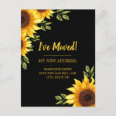 Moving Announcement Sunflower Black Rustic Briefkaart (Voorkant)
